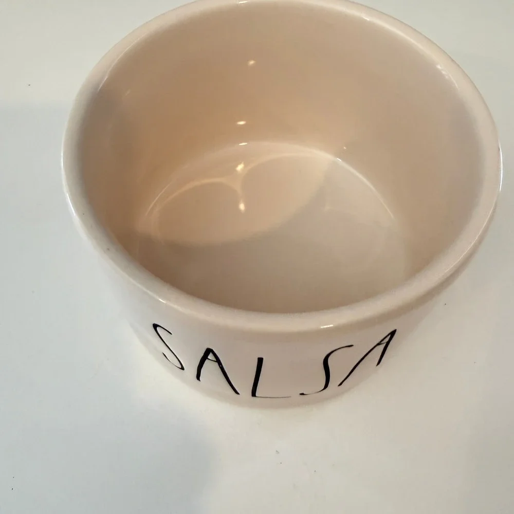 Rae Dunn Salsa Ceramic Bowl Artisan Collection Magenta Cream Black LL Font